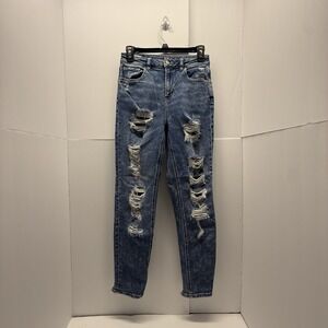 american eagle stretch distressed skinny jeans size 0 light wash